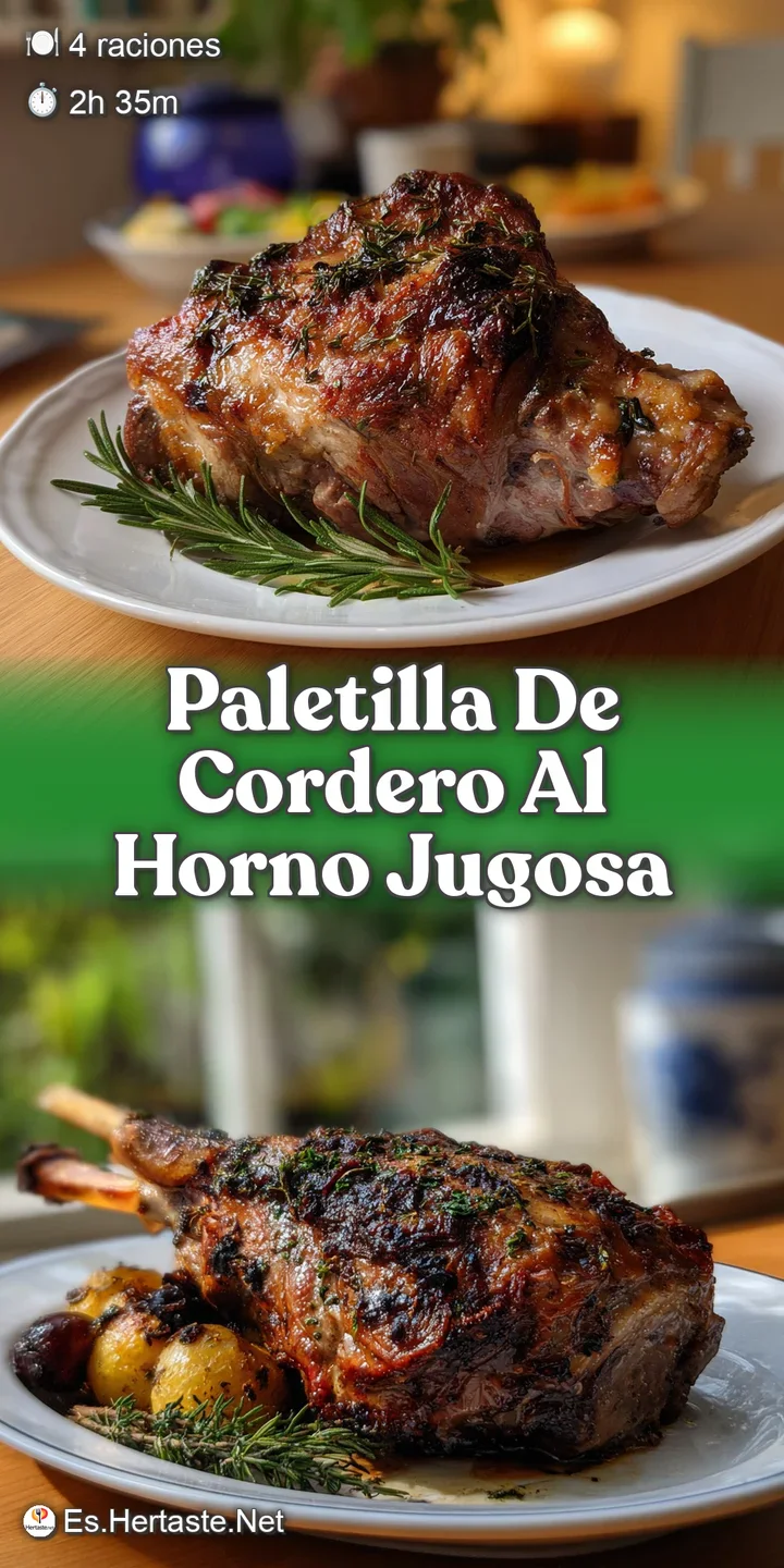 Close-up of juicy roasted lamb shoulder with crisp, browned skin. Herbs and spices add visual texture and delicious antici...