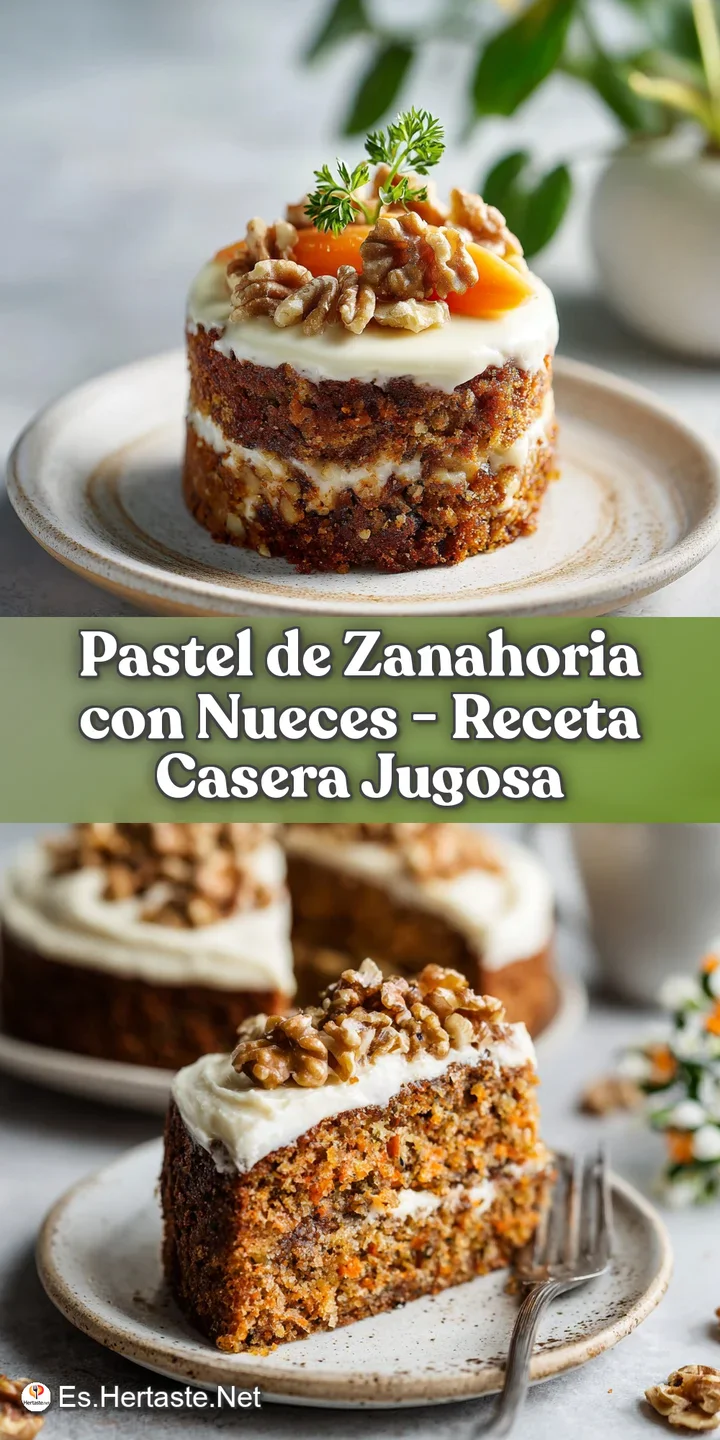 Close-up of a rich, moist carrot cake crumb with crunchy walnut pieces and smooth frosting.