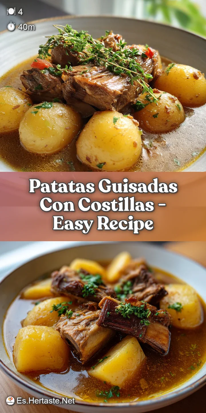 Close-up capturing the warm, smoky essence of tender ribs nestled among soft potatoes in a vibrant, deeply colored tomato-...