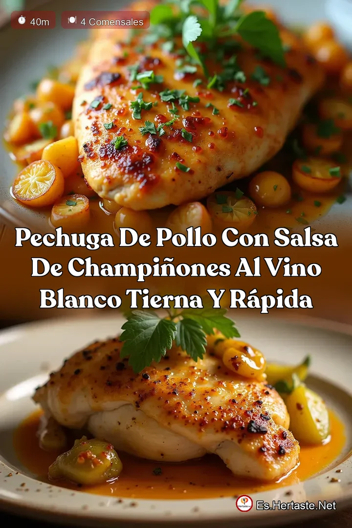Pechuga de Pollo con Salsa de Champi&ntilde;ones al Vino Blanco Tierna y R&aacute;pida