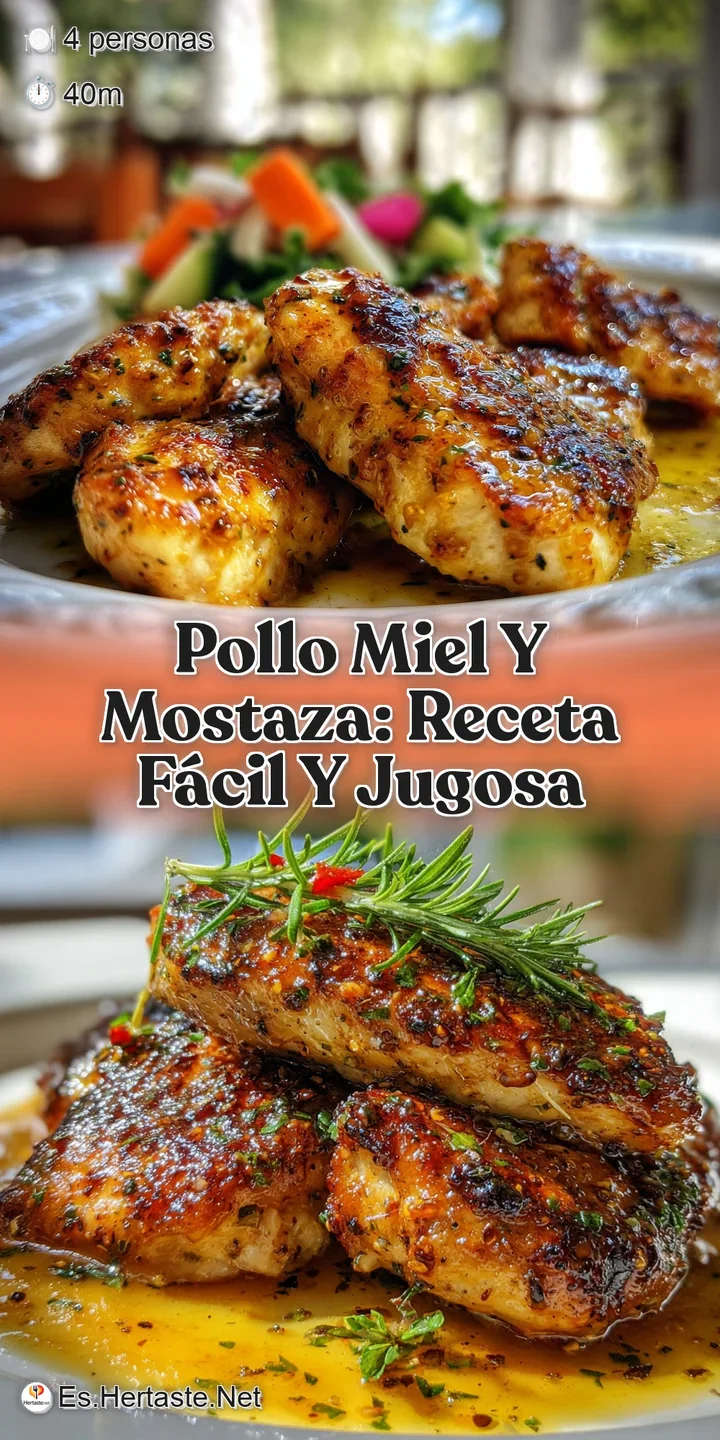 Close-up on juicy, honey mustard glazed chicken, showcasing the sticky texture and caramelized color of the flavorful coat...