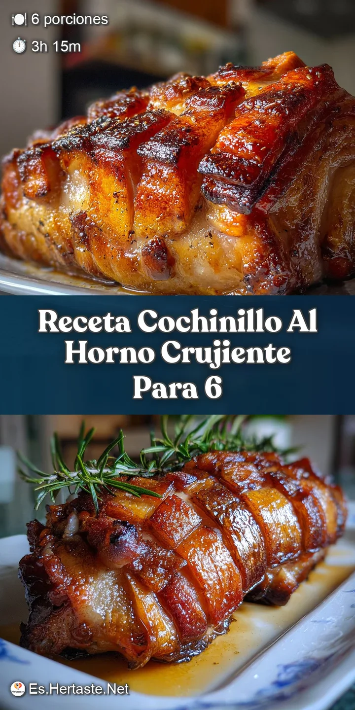 Close-up shows the intensely golden, blistered skin of the roast pig, revealing the succulent and moist meat beneath.