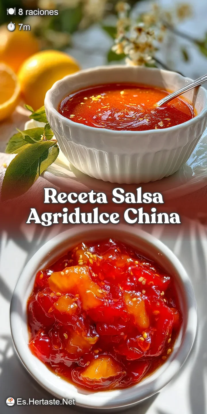 Close-up of thick, glistening sweet and sour sauce showing bits of pineapple. Hints of steam add a sense of warmth.