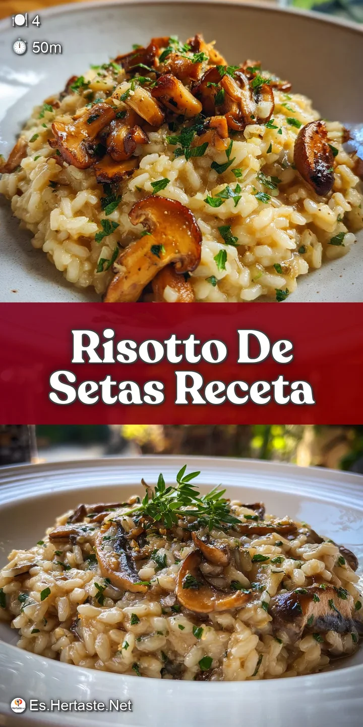 Close-up of rich, creamy risotto with tender mushrooms, highlighting the moist texture and savory steam rising.