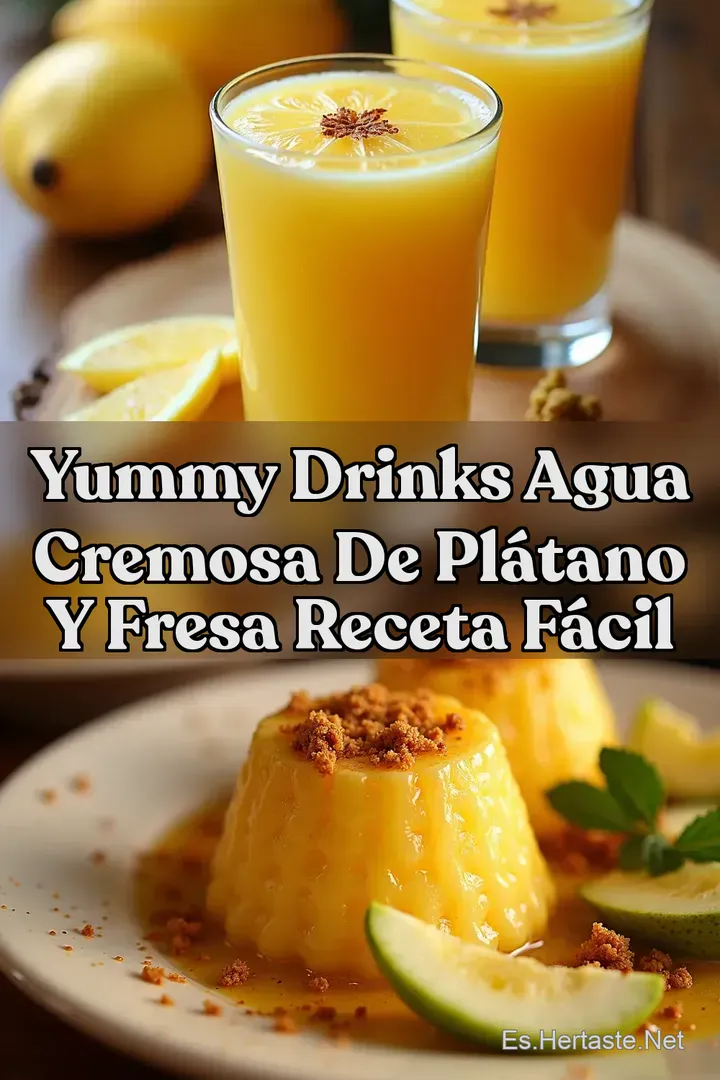 Yummy Drinks Agua Cremosa de Pl&aacute;tano y Fresa Receta F&aacute;cil