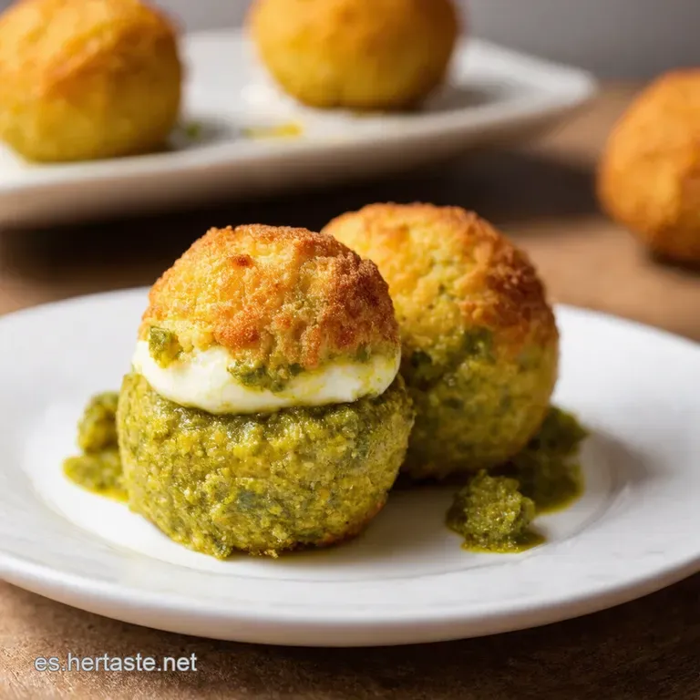 Arancini De Pesto Y Mozzarella presentation