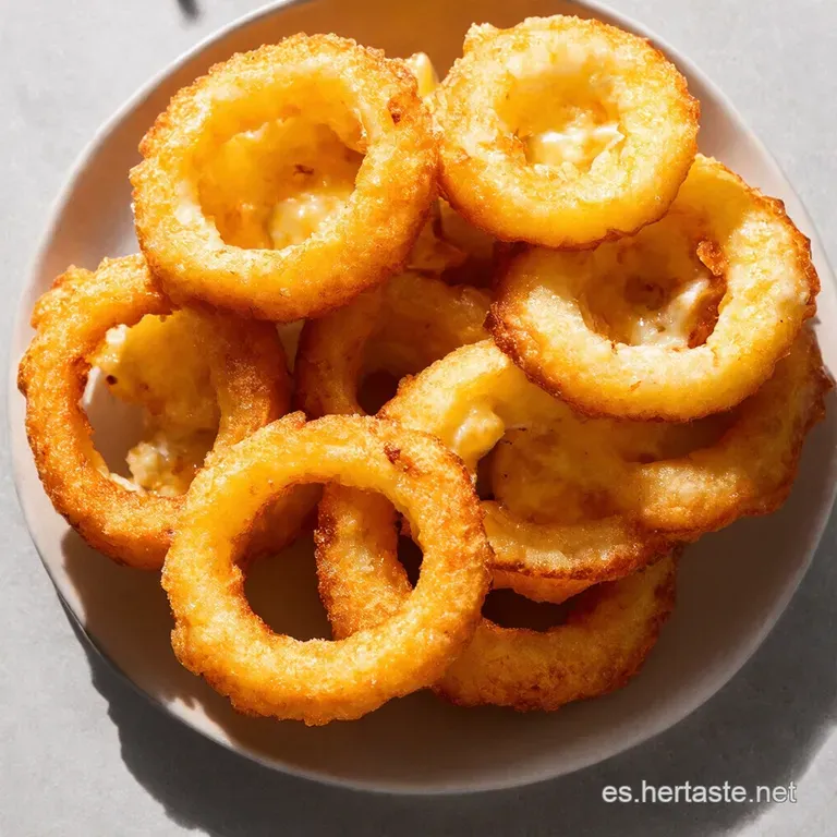 Aros de Cebolla Rellenos de Mozzarella con Salsa Marinara