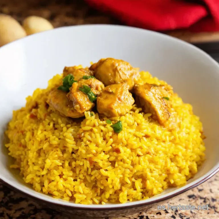 Arroz Amarillo Con Pollo a La Criolla presentation