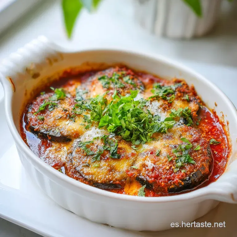 A fork-tender slice of eggplant parmesan, layered with cheese and sauce, on a white plate.