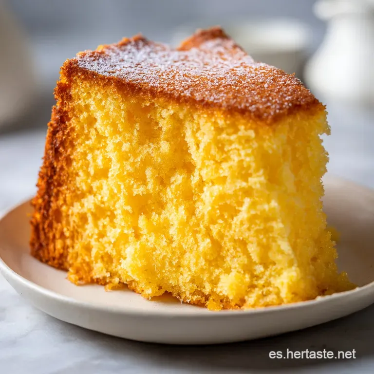 Slice of moist orange cake on a white plate, glistening with citrus glaze, beside a sprig of fresh mint.