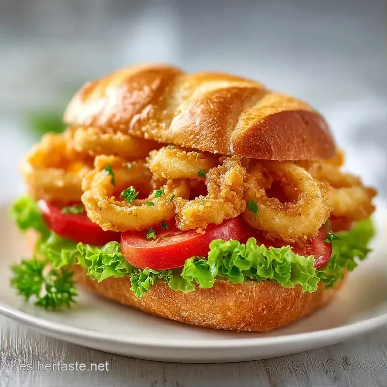 Montaje elegante de pan tostado con aros fritos, acompa&ntilde;ado de un gajo de lim&oacute;n amarillo brillante sobre plato blanco.