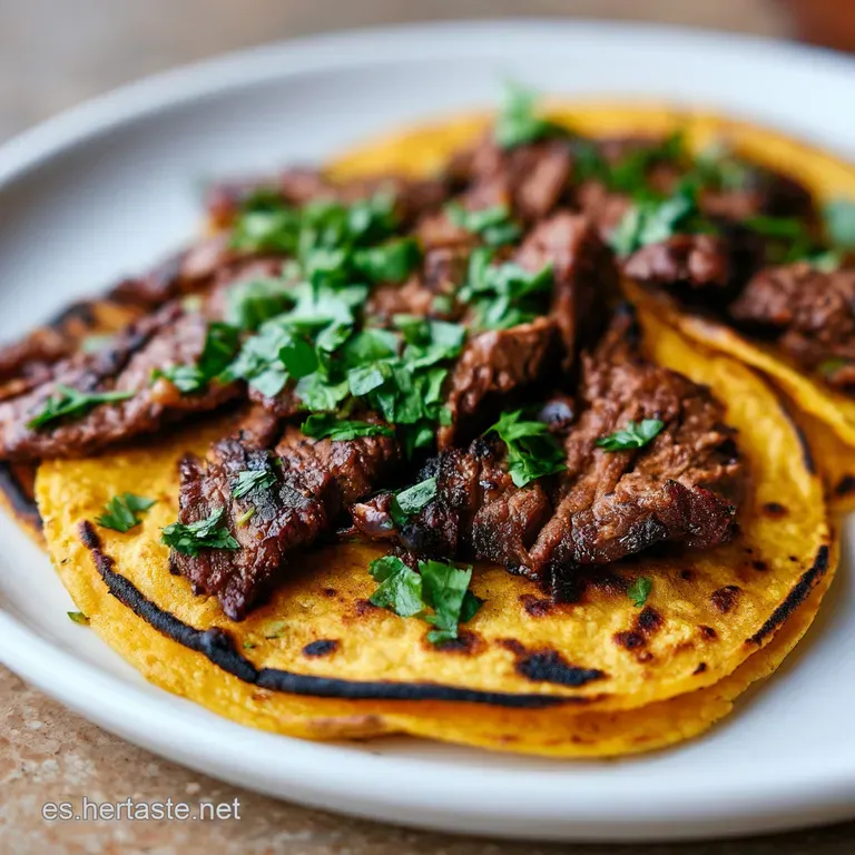 Peque&ntilde;as piezas de carne asada alineadas con elegancia, acompa&ntilde;adas de gajos de lima brillante y gotas de salsa roja.