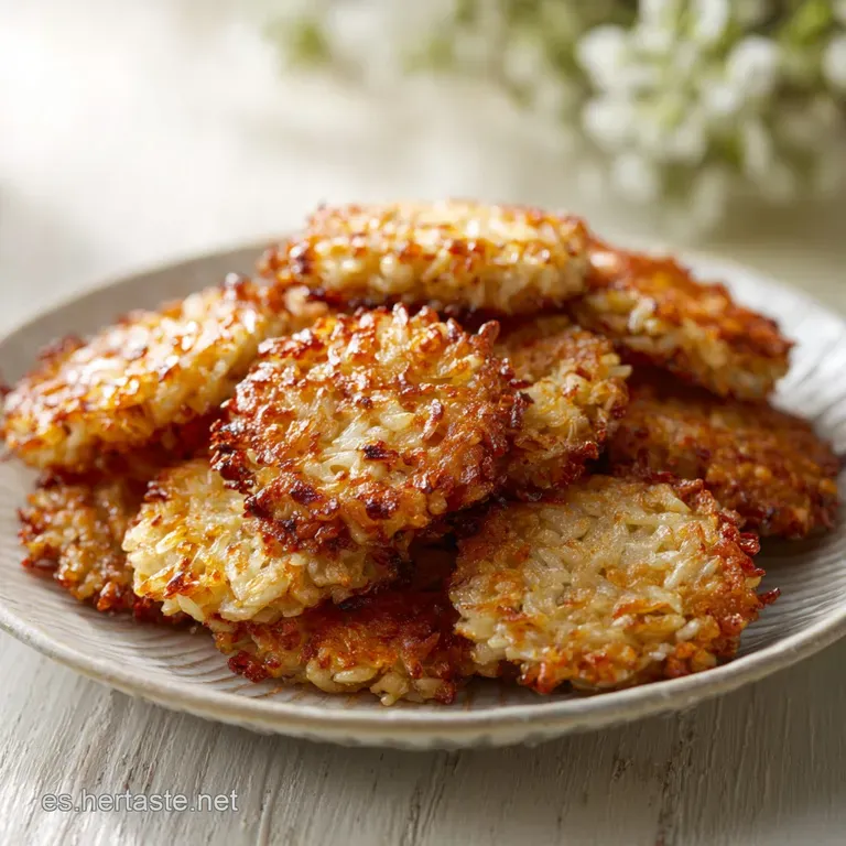 Four golden rice and cheese balls elegantly plated, adorned with a sprig of rosemary and a dusting of parmesan cheese.
