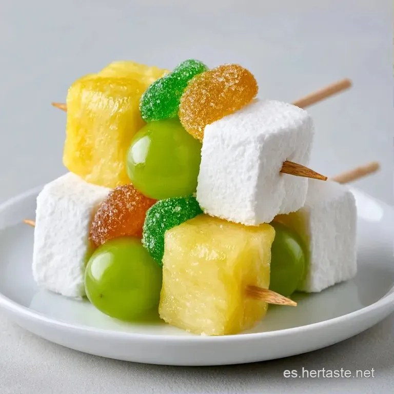 Dulces coloridos organizados en abanico sobre cer&aacute;mica blanca, con contrastes de texturas gomosas y brillo az&uacute;carado.