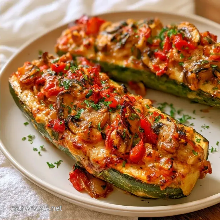 Calabacines Rellenos Verduras con Queso Gratinado