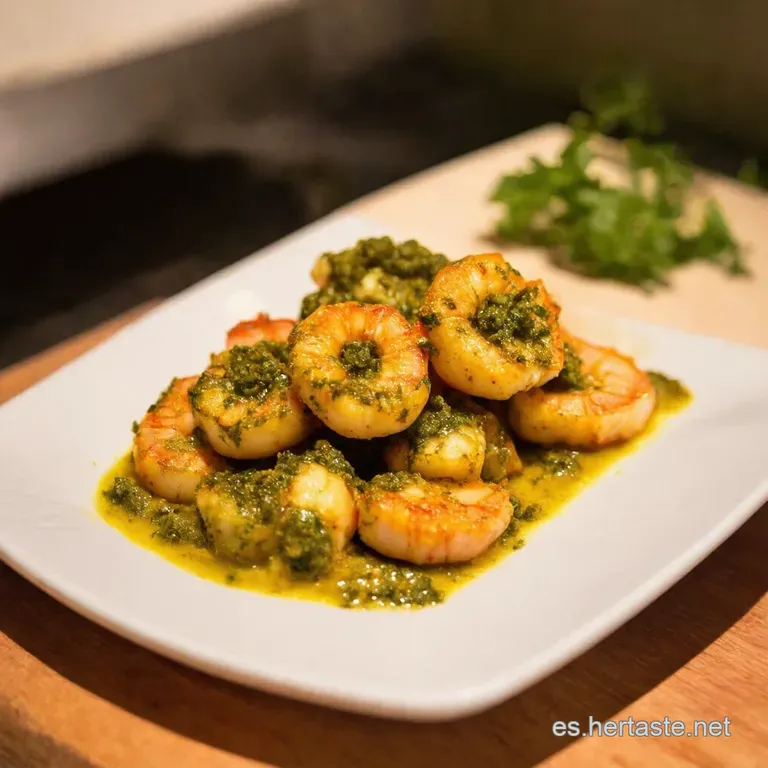 Camarones Al Chimichurri a La Sart&eacute;n Explosi&oacute;n De Sabor presentation