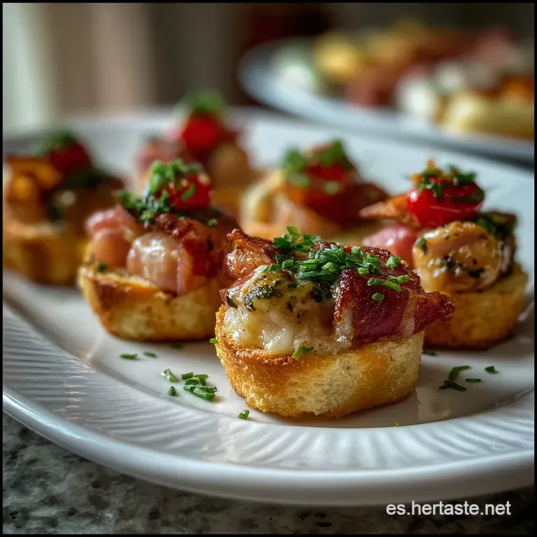 Elegant canap&eacute;s plated: vibrant red peppers, creamy cheeses, and green herbs create a colorful and tempting holiday appeti...
