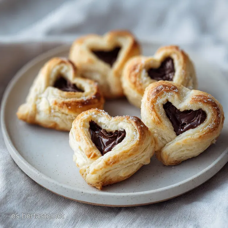 Corazones de Hojaldre con Chocolate Fundido
