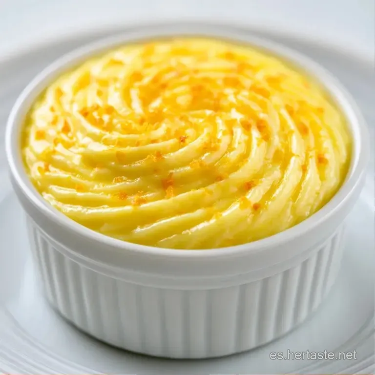 Copa de cristal con crema amarillo pastel, coronada con una rodaja de lim&oacute;n c&iacute;trico y un toque de nata blanca suave.