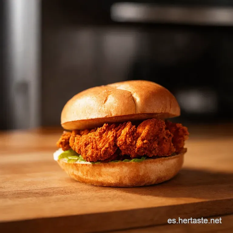 Crispy Hot Chicken Sandwich Con Glaseado De Miel presentation
