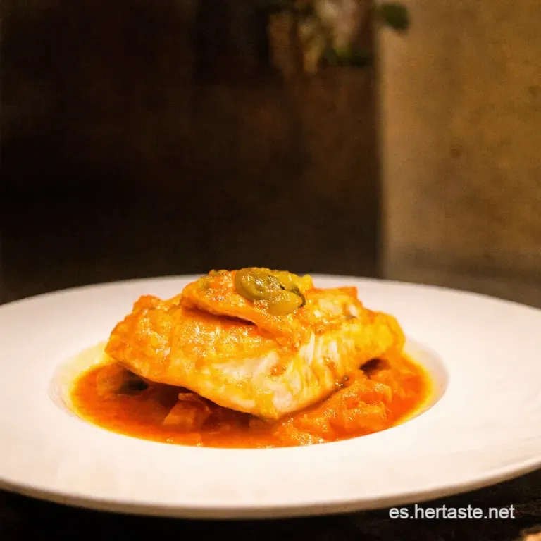 Dorada a La Bilba&iacute;na Con Pimientos Del Piquillo presentation