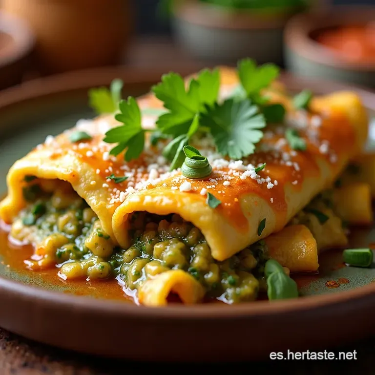 Enchiladas Suizas Con Pollo Un Fest&iacute;n Verde Y Cremoso presentation