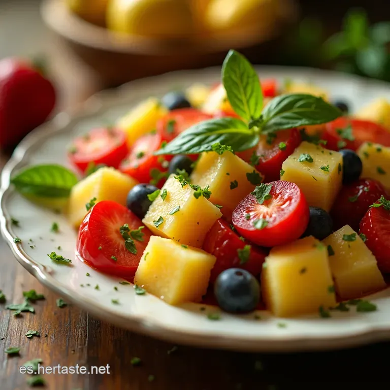 Ensalada De Frutas Alegr&iacute;a Tropical Con Toque De Menta Y Lima presentation