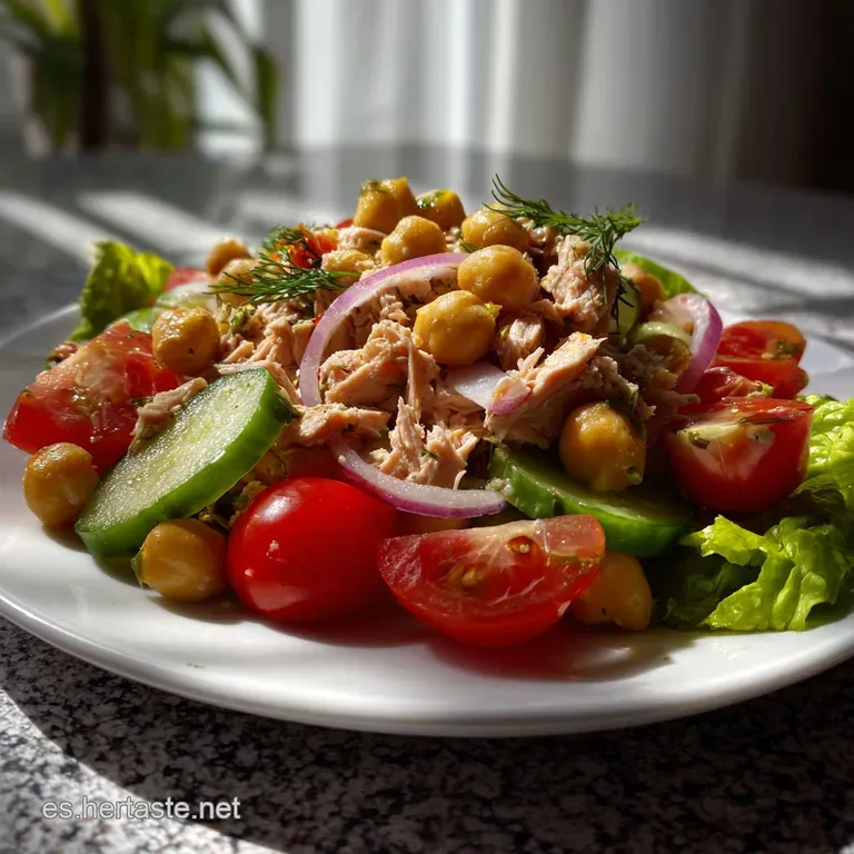 Ensalada De Garbanzos Y Atun Receta: R&aacute;pida Y Nutritiva presentation