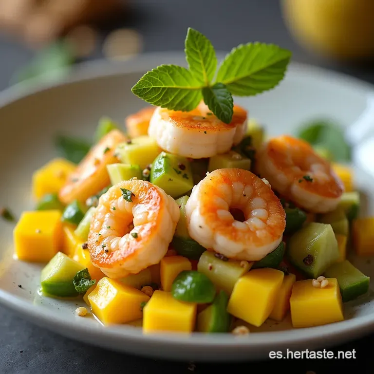 Sol Tropical Ensalada Revitalizante de Mango Aguacate y Camarones al Lim&oacute;n