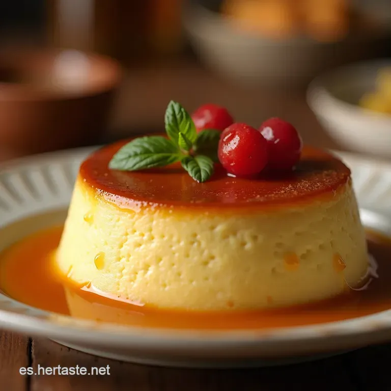 El Flan Napolitano Cl&aacute;sico Suave Cremoso Y Con El Caramelo Justo presentation