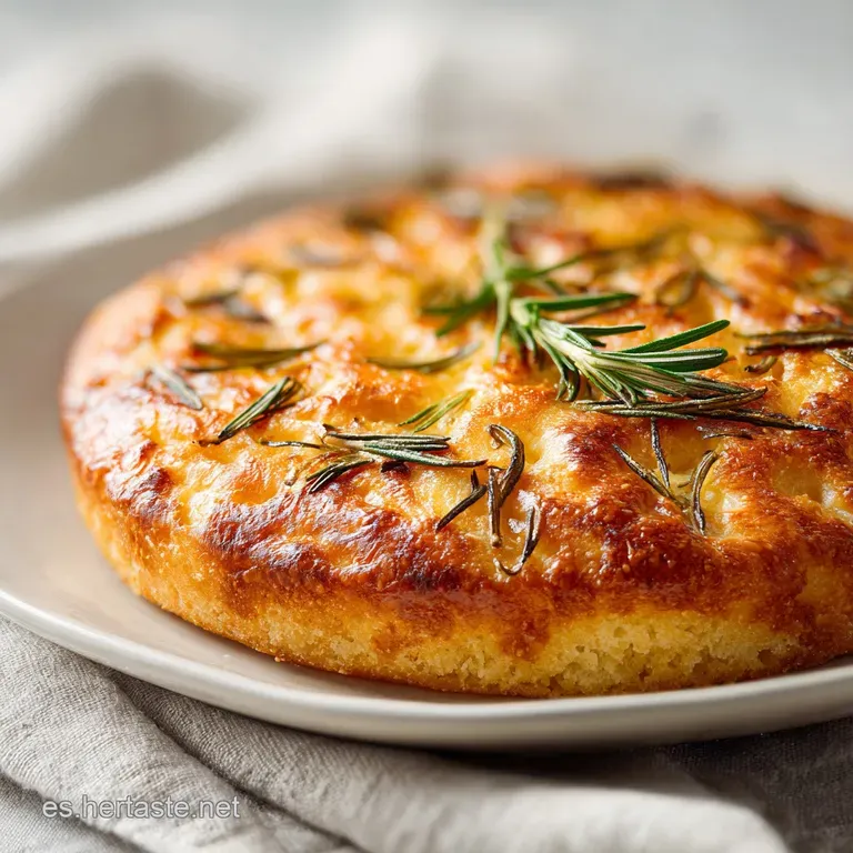 Rustic focaccia on a linen cloth, rosemary sprigs and sea salt scattered around. Warm, inviting, and ready to slice.