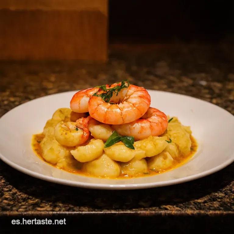 Gambas Al Ajillo Rom&aacute;nticas Con Gnocchi De Coliflor presentation