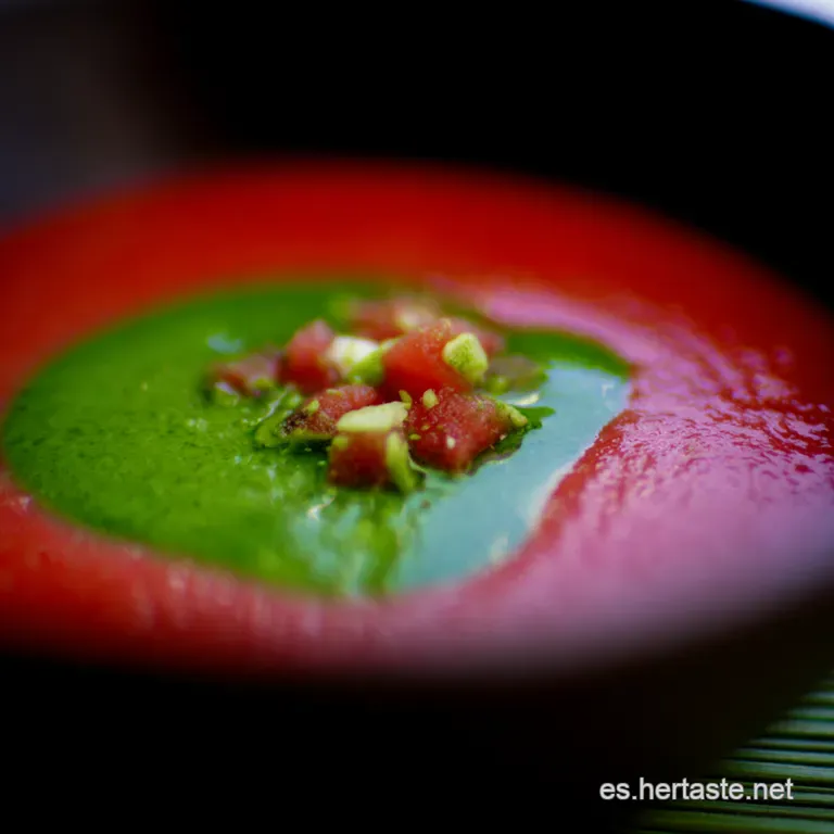 Gazpacho Andaluz Vegano Con Espirulina presentation
