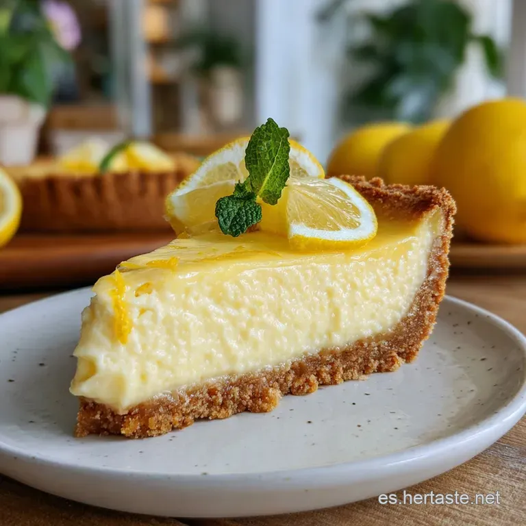 A slice of lemon pie with a glossy, pale-yellow filling, topped with toasted meringue, on a clean white plate.
