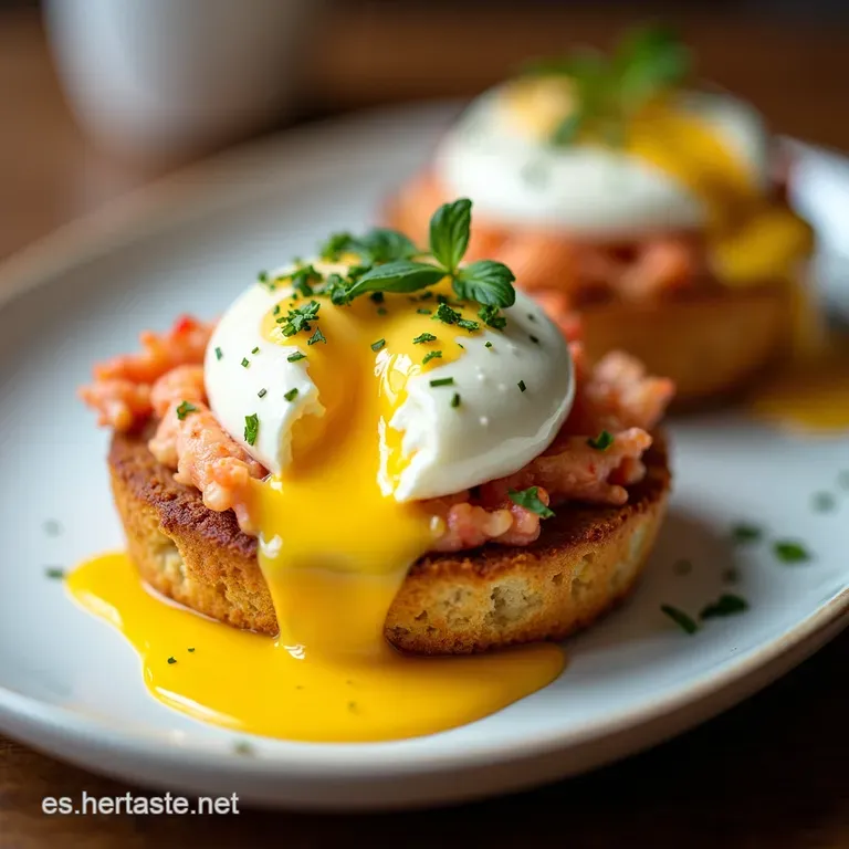 Lujo en la Mesa Huevos Benedict de Langosta Fresca sobre Muffins Ingleses Artesanales