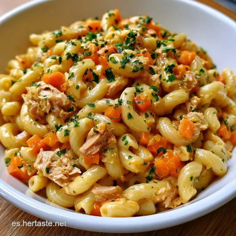 Plato de pasta cremosa decorado con perejil fresco, colores vibrantes y una textura suave que evoca calor casero.