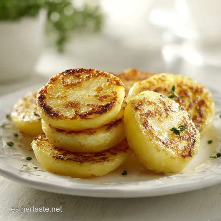 Stack of browned masa de papas cakes, drizzled with crema, topped with vibrant pico de gallo, bright and fresh.