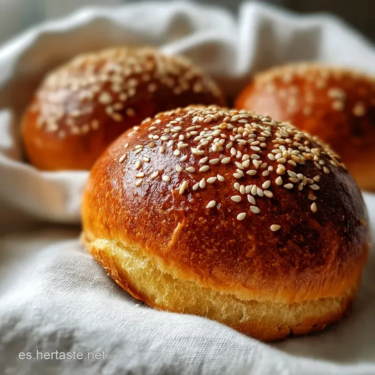 A brioche burger bun split open reveals a soft, airy interior. Hints of melted butter shine; inviting and delicious.