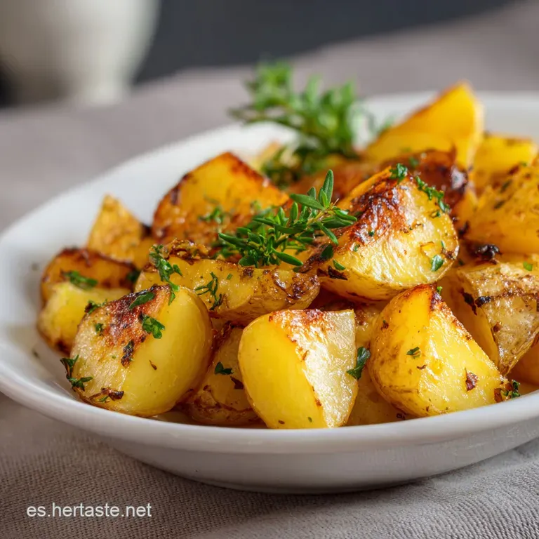 Plated portion of glistening, tender potatoes with caramelized edges, sprinkled with fresh parsley. A simple, flavorful an...