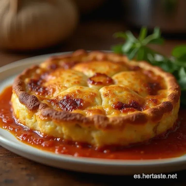 El Cl&aacute;sico Insuperable Pastel De Carne Casero Con Cubierta Dorada presentation