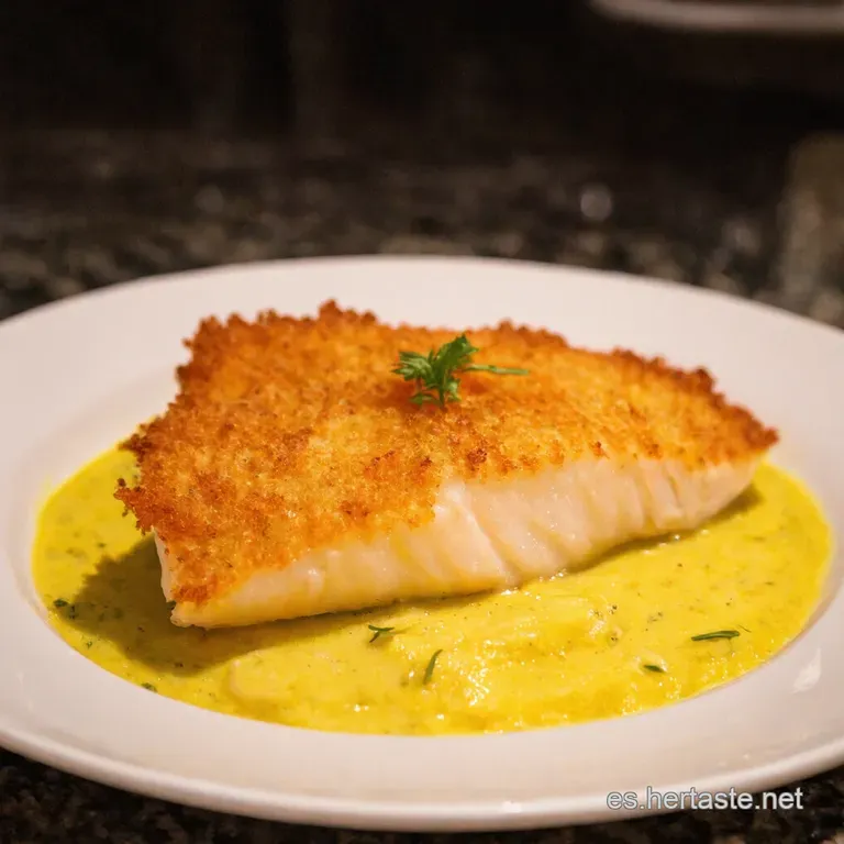 Pescado Al Horno Crujiente Con Mayonesa Y Panko presentation