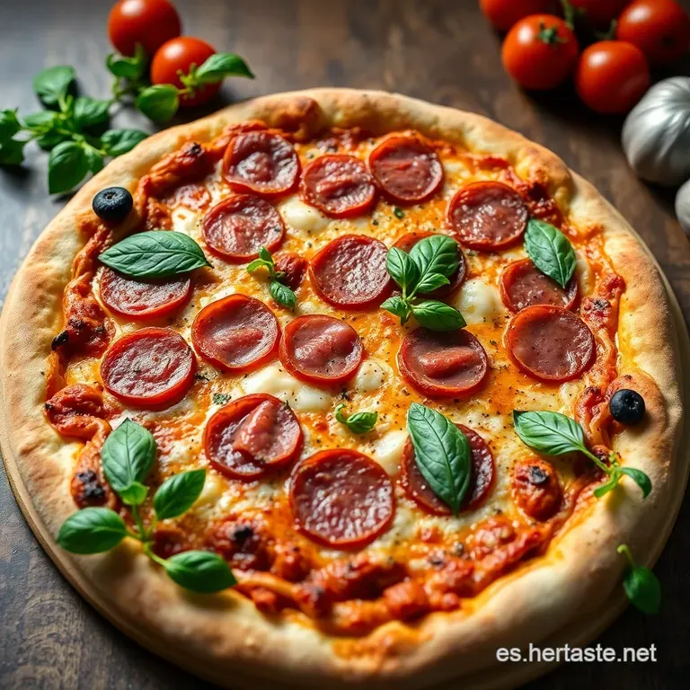 Pizza Crujiente a la Sart&eacute;n con Salami y Champi&ntilde;ones