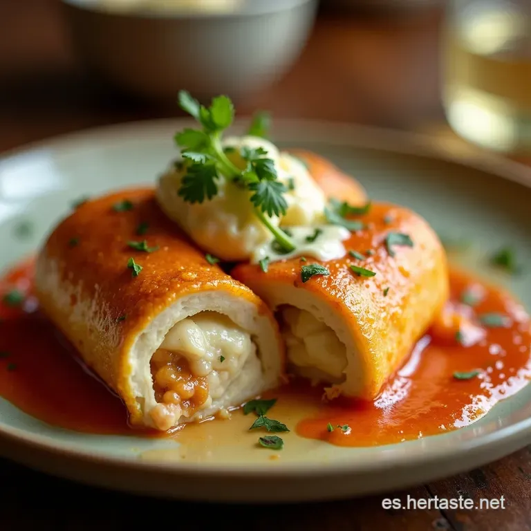 Pollo Relleno De Manchego Con Salsa Cremosa De Vino presentation
