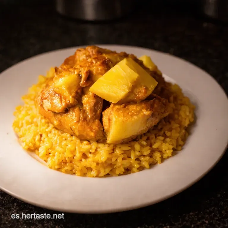Pollo Tropical Con Pi&ntilde;a Y Arroz Esponjoso presentation