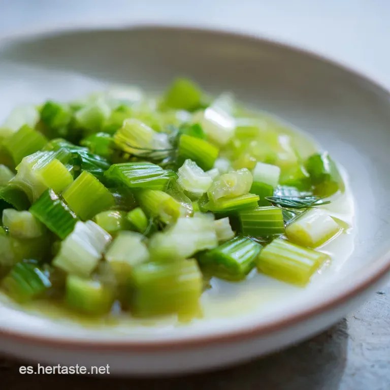 A rustic bowl brimming with delicate leeks and potatoes, garnished with fresh parsley.