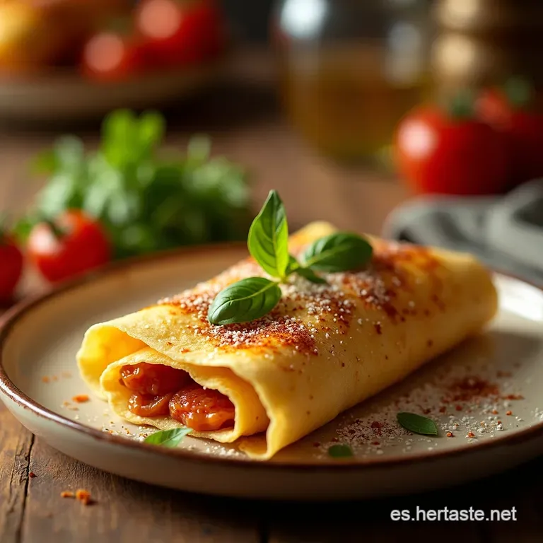 Rollitos De Crepes Rellenos a La Espa&ntilde;ola presentation