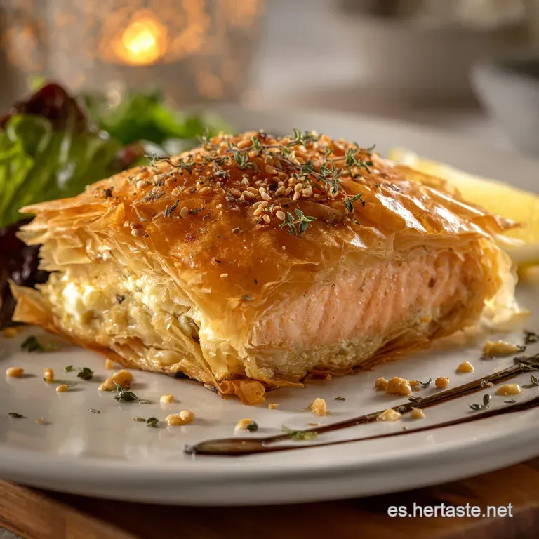 Salm&oacute;n En Masa Filo: Envuelto Para Cenar presentation