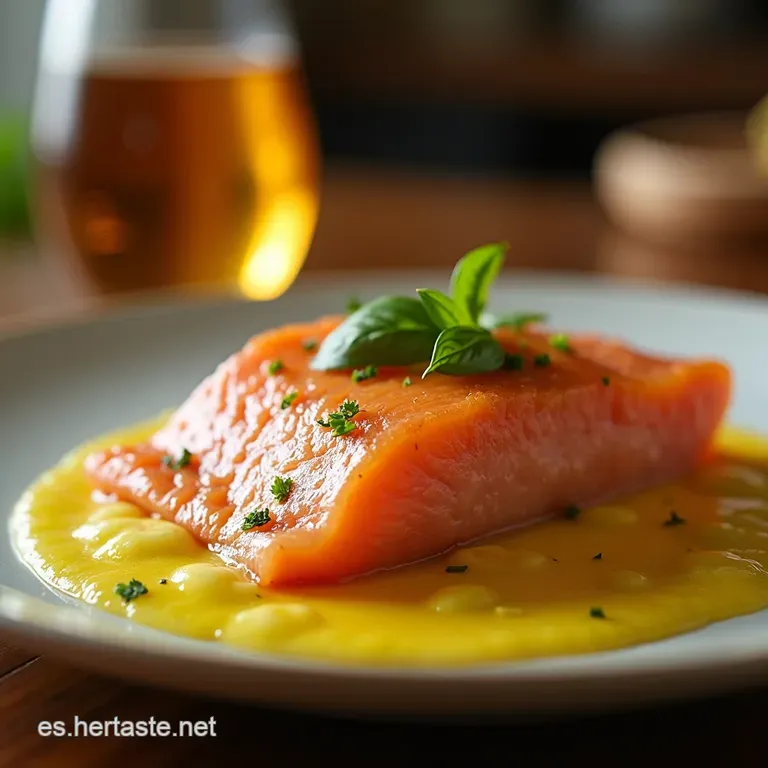 Salm&oacute;n En Sart&eacute;n Con Salsa De Mantequilla Ajo Miel Y Mostaza presentation