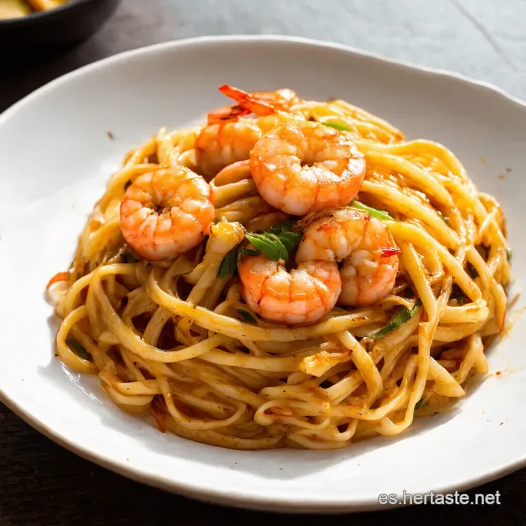 Tallarines con Gambas al Estilo Chino