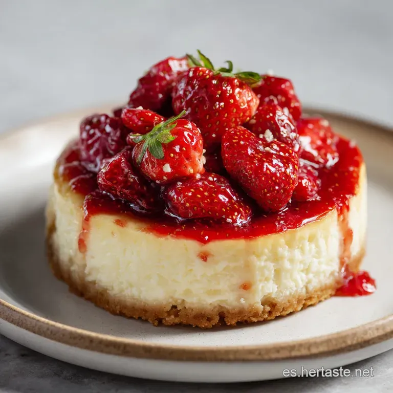 Slice of smooth cheesecake with a graham cracker crust on a white plate, dusted with powdered sugar.